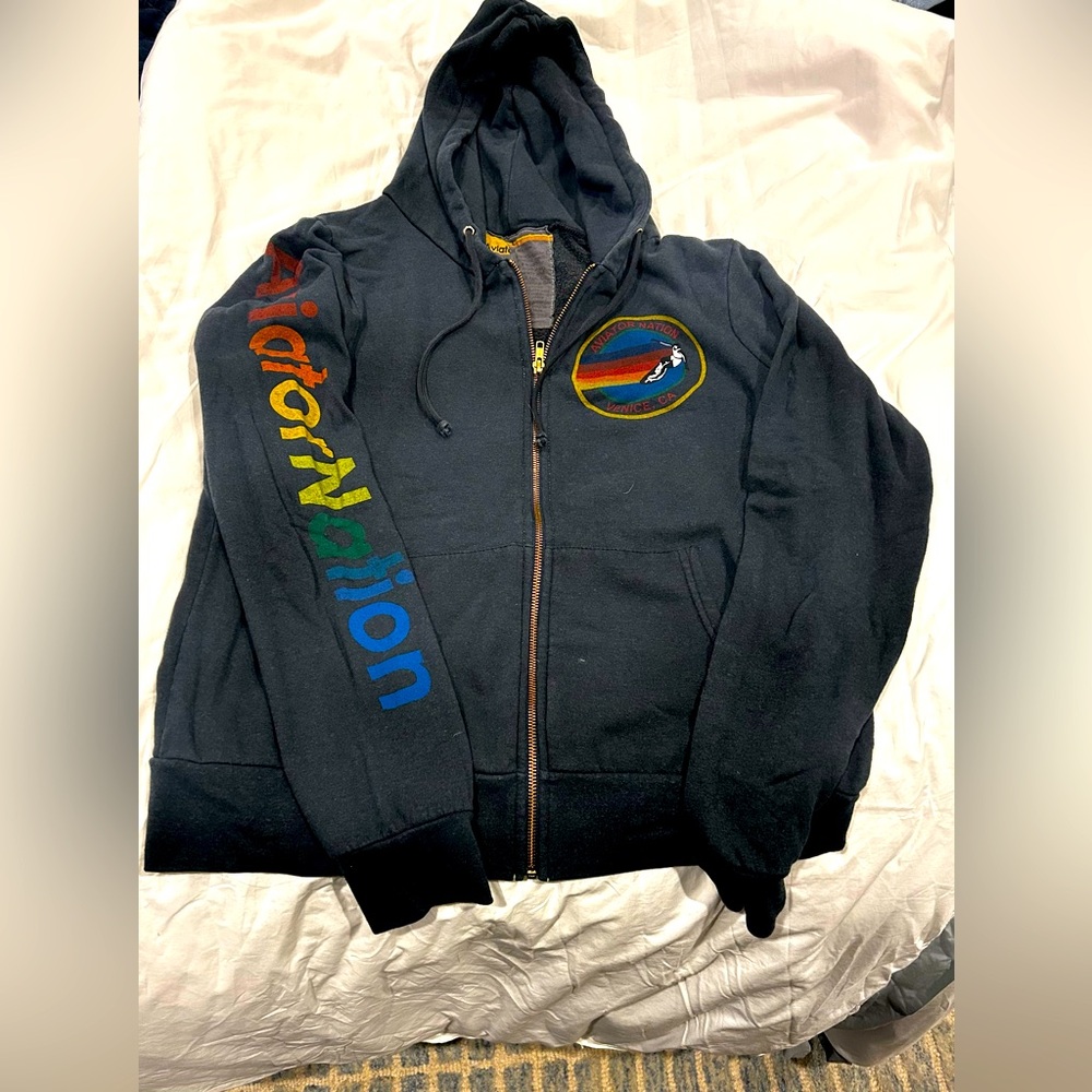 NWOT Aviator Nation dark gray zip hoodie